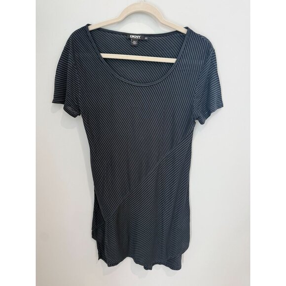 DKNY striped short-sleeve tunic with an asymmetrical hem, size extra small - Picture 2 of 12